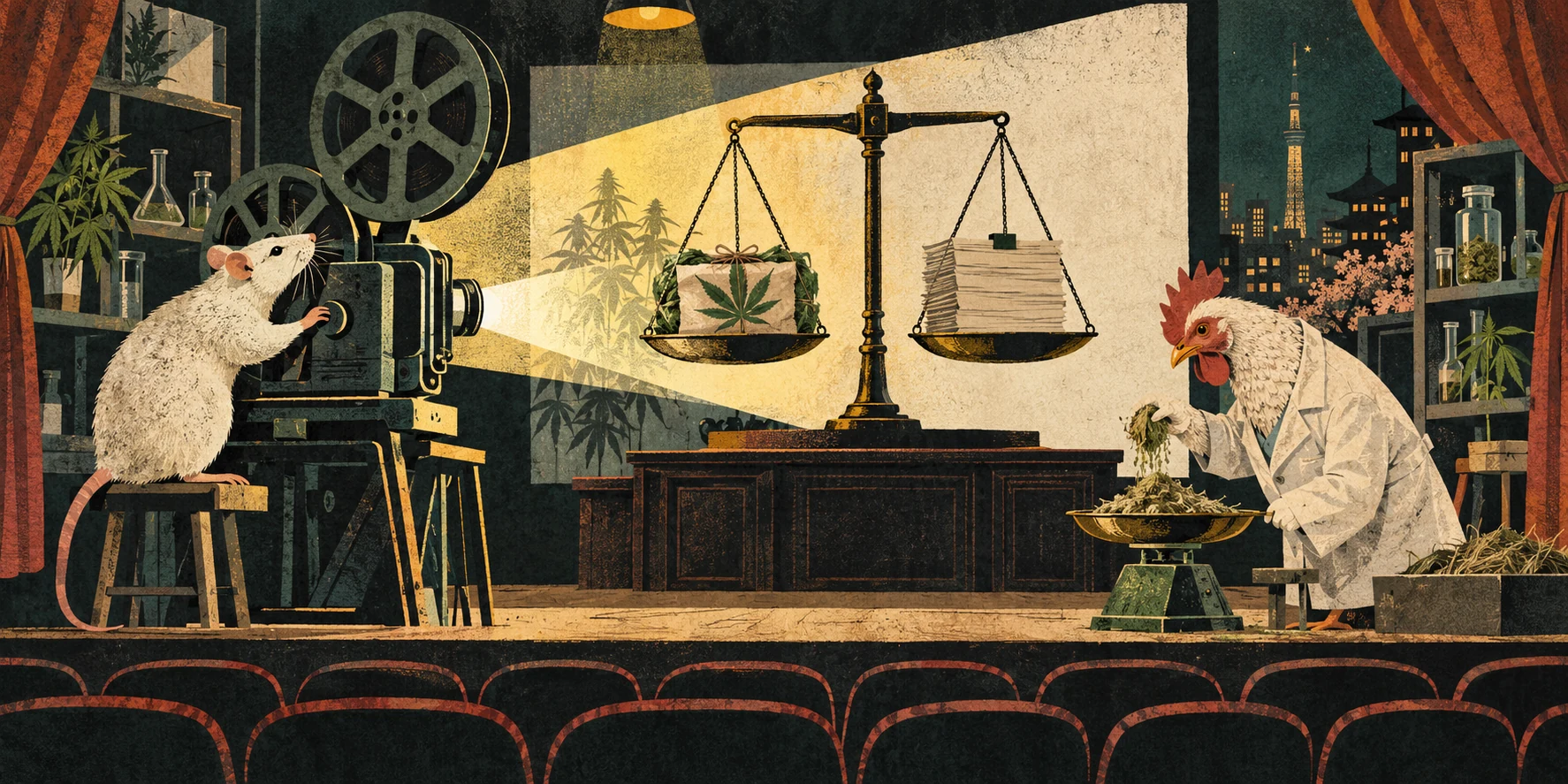 Illustration for this edition: A senator indicted, cannabis cinema in Tokyo and three unusual experiments